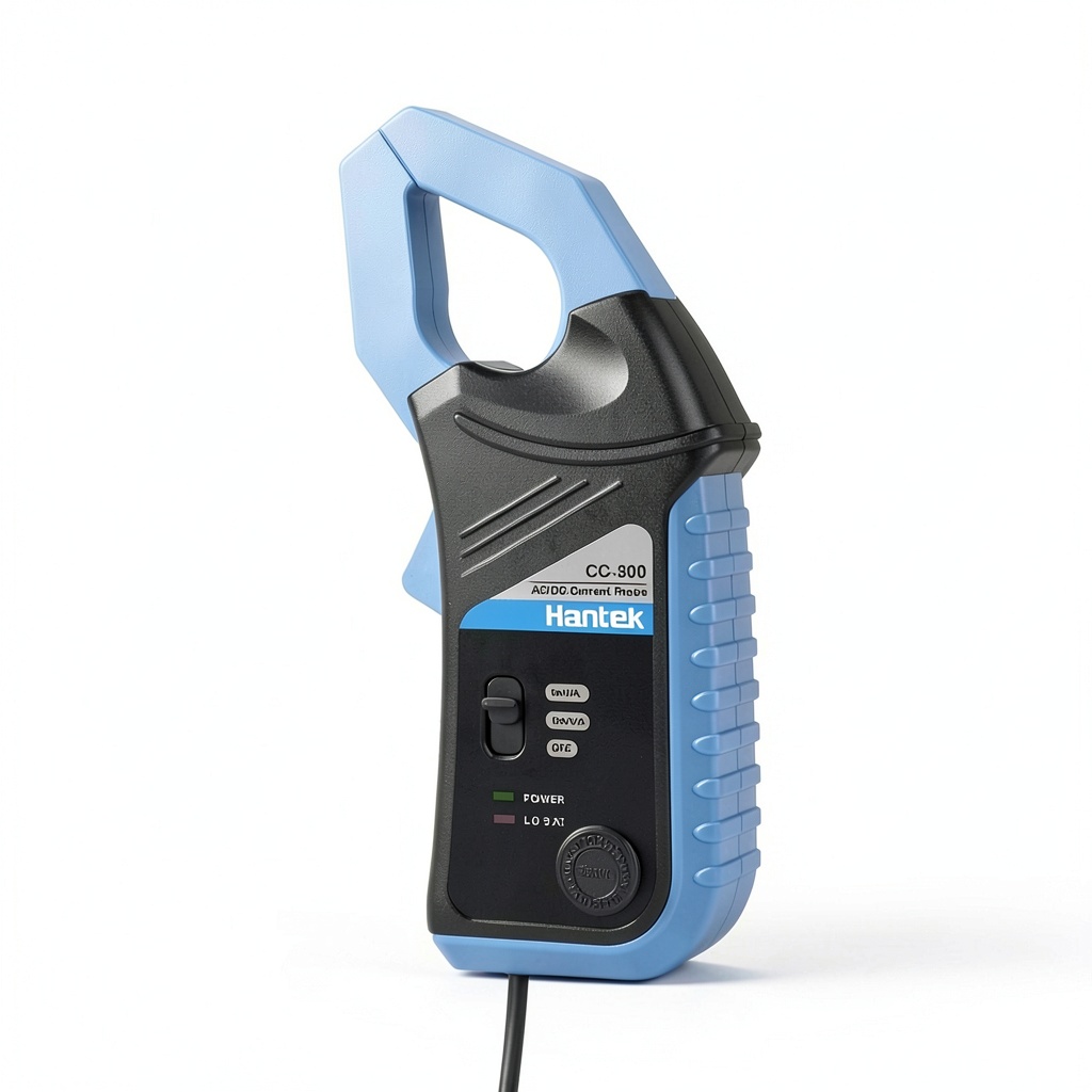 Installing Hantek AC/DC Clamp Meter with BNC Probe for Oscilloscope 800A on a wooden desk