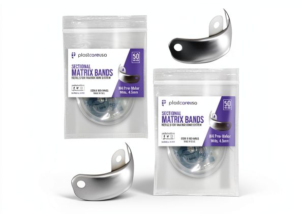 100 4.5mm M4 Decidious (Medium) Dental Metal Matrices Sectional Contoured Matrix Refills by PlastCare USA-0